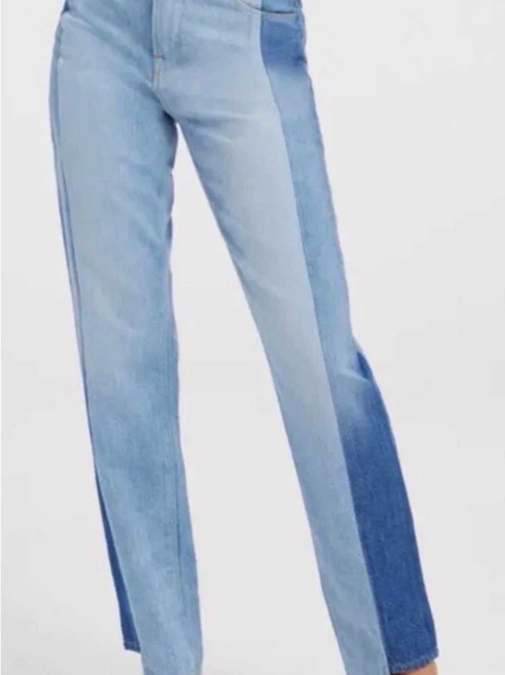 Good American Womens 10/30 Good Boy Two Tone Step Hem High Waist Boyfriend Jeans